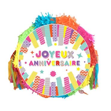 piñata à tirer joyeux anniversaire de 44 cm | jourdefete.com
