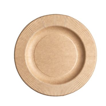 Sachet de 8 assiettes compostables Bruno Kraft - 21 cm | jourdefete.com