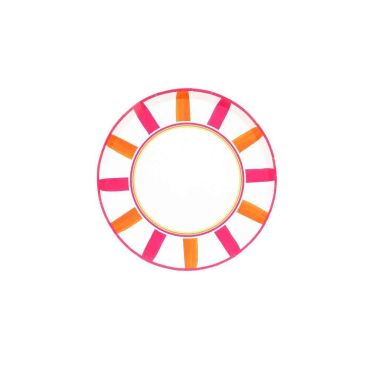 Assiettes en carton Pink Lemonade blanches orange et framboise 18 cm | jourdefete.com