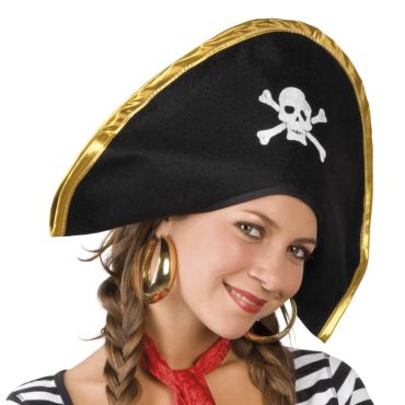 Chapeau Noir de Pirate en tissu | jourdefete.com