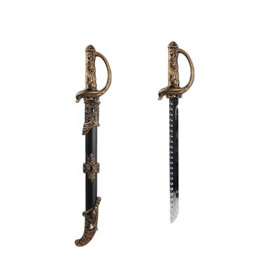 Épée de pirate avec fourreau noir et garde dorée 53 cm | jourdefete.com