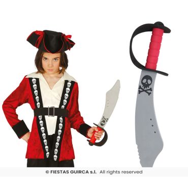 Épée de pirate enfant 44 cm avec motifs de crâne | jourdefete.com