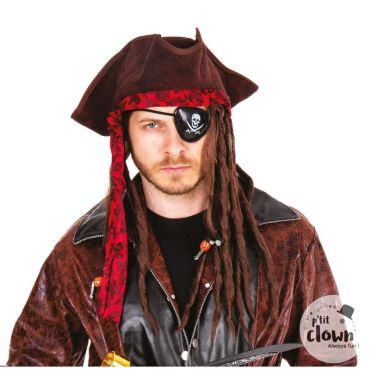 Tricorne pirate avec dreadlocks réalistes pour costume | jourdefete.com