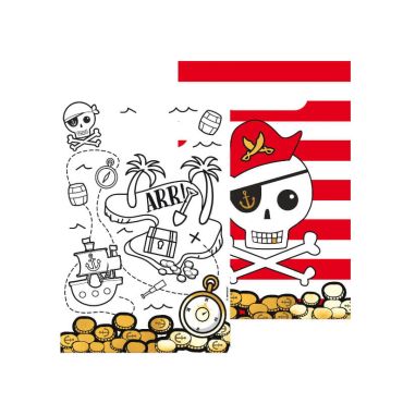8 sacs cadeaux en papier collection pirate rouge | jourdefete.com