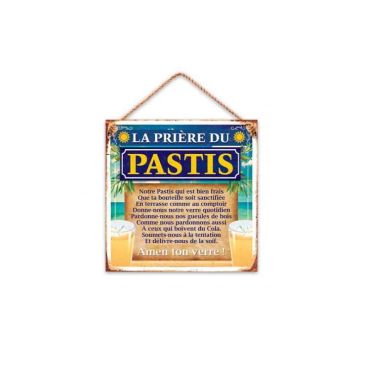 plaque en métal la prière du pastis | jourdefete.com