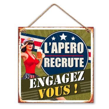 Plaque décorative murale l'apéro recrute | jourdefete.com