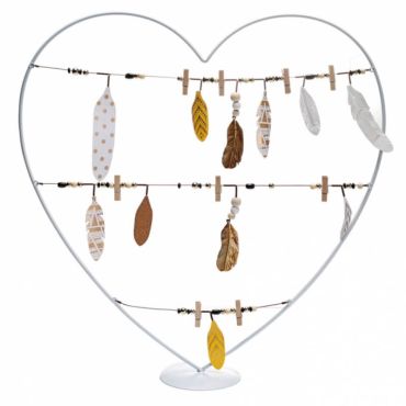 Pêle-Mêle en Forme de Cœur avec Plumes Dorées | jourdefete.com