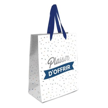 Pochette cadeau GM "Plaisir d’Offrir" avec design moderne à confettis | jourdefete.com