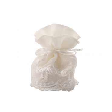 4 Pochons en Dentelle Robe Ecru