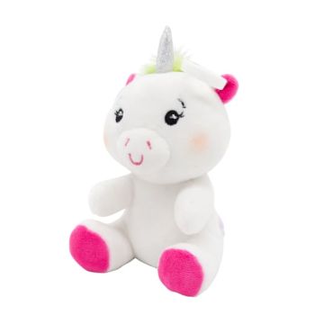 Poids ballon peluche licorne blanche et rose avec corne pailletée | jourdefete.com