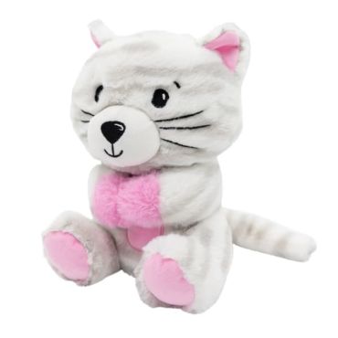 Poids ballon peluche chat gris rayé avec oreilles et pattes roses | jourdefete.com