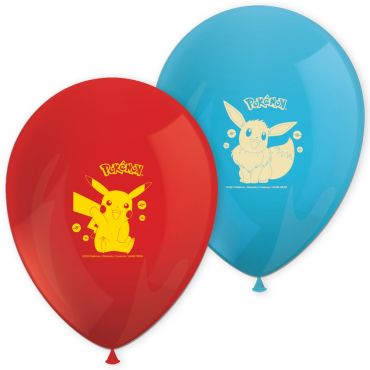 Ballons Pokémon Pikachu et Évoli rouges et bleus pour décoration d’anniversaire | jourdefete.com