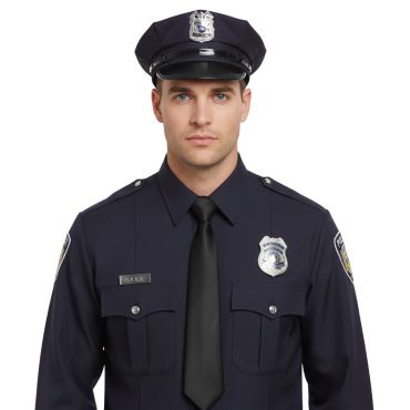 Cravate noire pour déguisement de policier homme | jourdefete.com