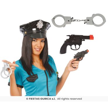 Kit policier avec pistolet et menottes | jourdefete.com
