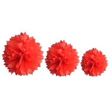 Décoration Pompon Rouge - assortiment de 3 tailles