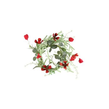 Couronne de coquelicots et de feuillage - 35 cm