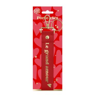 Porte-clé avec lanière rouge "Le grand amour", design chic et romantique | jourdefete.com