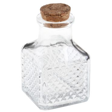 Pot carré vintage transparent avec bouchon liège pour décoration | jourdefete.com