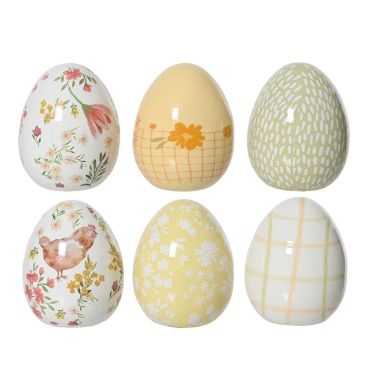 Œuf décoratif en dolomite avec motifs floraux et champêtres pour une déco de Pâques raffinée | jourdefete.com