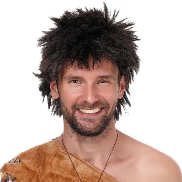 Perruque d'homme des cavernes, cheveux noirs