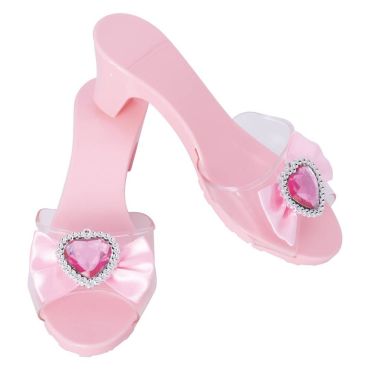 Chaussures de princesse roses pour enfant avec cœur scintillant et nœud satiné | jourdefete.com