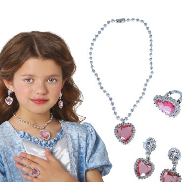 Kit de bijoux de Princesse en forme de cœur pour enfant - Couleur Rose