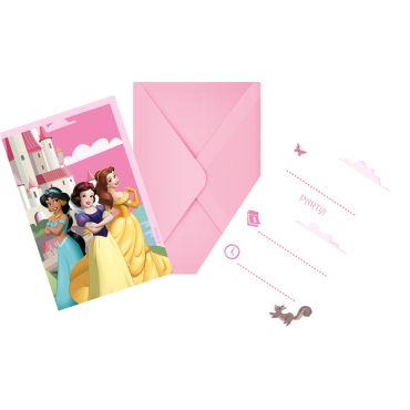 Cartes d’invitation Princesses Disney avec enveloppes roses | jourdefete.com