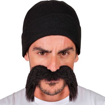 Kit bonnet noir et moustache de prisonnier pour déguisement homme | jourdefete.com Kit bonnet noir et moustache de prisonnier pour déguisement homme | jourdefete.com