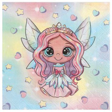 Un pack de 20 serviettes pour un anniversaire pour enfant autour des fées et des licornes | jourdefete.com