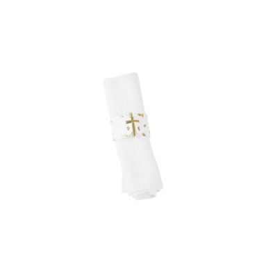 10 Ronds de serviette - Collection Communion Pureté Blanc et Or
