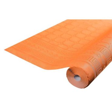 Rouleau de nappe en papier damassé de couleur orange pour un Halloween festif ou une déco haute en couleurs.