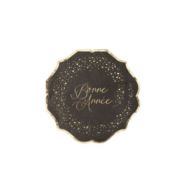 16 Serviettes Bonne Année Voie Lactée Noir et Or 3 Plis 33 x 33 cm