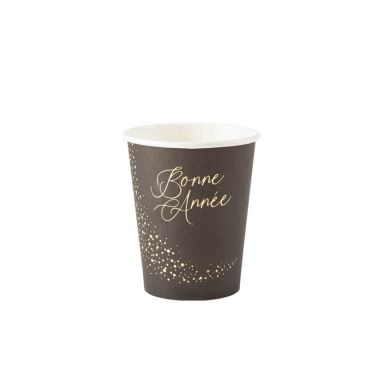 8 Gobelets Bonne Année Voie Lactée Noir et Or 255 ml