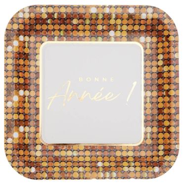 Assiettes Bonne Année Disco 23 cm | jourdefete.com