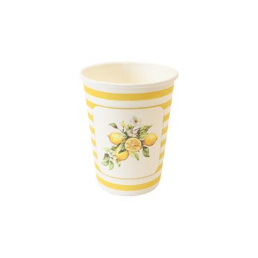 Gobelets citron et rayures jaunes pour fête estivale et mariage | jourdefete.com