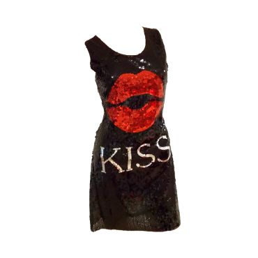 Robe noire à sequins "Kiss me" 