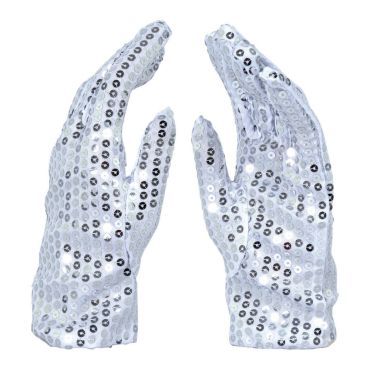 Gants blancs recouverts de sequins brillants argentés pour déguisement star de la musique | jourdefete.com Gants blancs recouverts de sequins brillants argentés pour déguisement star de la musique | jourdefete.com