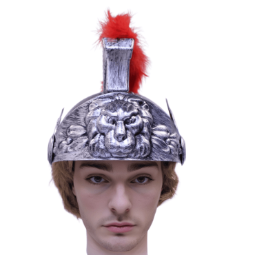Casque de centurion romain avec lion et crête rouge | jourdefete.com