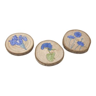 Rondins de bois avec motifs bleuet – Déco champêtre | jourdefete.com