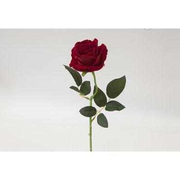 Rose en velours artificielle rouge passion 51 cm pour déco élégante | jourdefete.com