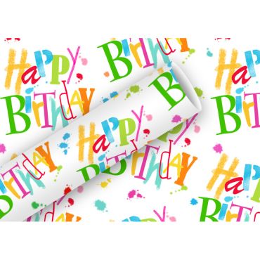 Papier cadeau "Happy Birthday Dance" avec motifs joyeux et colorés | jourdefete.com