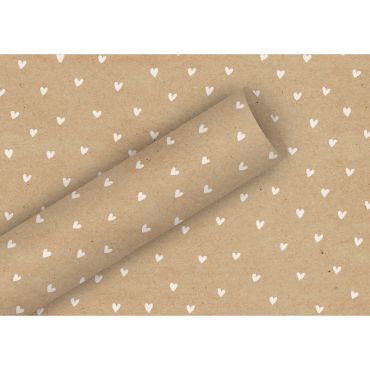 Papier cadeau Kraft en papier avec motifs de cœurs blancs | jourdefete.com Papier cadeau Kraft en papier avec motifs de cœurs blancs | jourdefete.com
