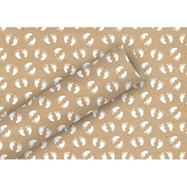 Papier cadeau kraft empreintes de pieds | jourdefete.com