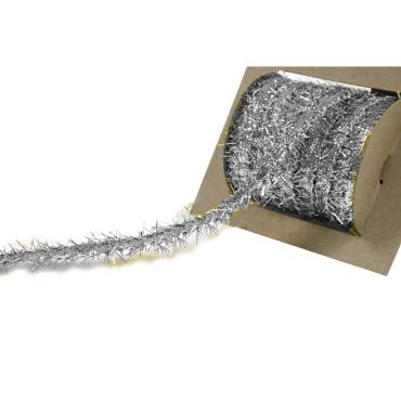 Ruban chenille métallisé argenté 2 m pour déco de Noël | jourdefete.com
