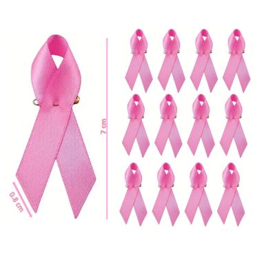 Lot de 12 petits rubans en tissu rose satiné avec épingles de sûreté pour la sensibilisation au cancer du sein | jourdefete.com Lot de 12 petits rubans en tissu rose satiné avec épingles de sûreté pour la sensibilisation au cancer du sein | jourdefete.com