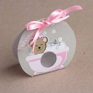 10 Boites Baby Shower - Nounours Rose