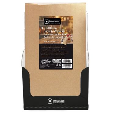 Lot de 3 sachets kraft naturel grand format 16x26x8 cm | jourdefete.com