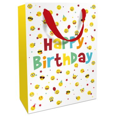 Sac cadeau grande taille motif Smiley pour anniversaire | jourdefete.com