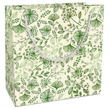 Sac cadeau motifs botaniques verts et élégants | jourdefete.com