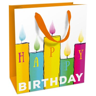 Sac cadeau avec bougies colorées pour anniversaire | jourdefete.com
